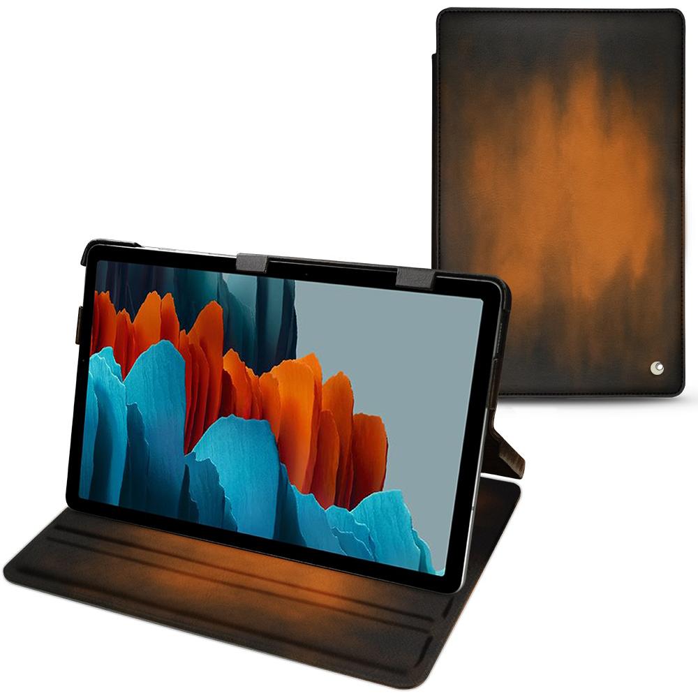 Noreve Lederschutzhülle horizontal (Galaxy Tab S7+), Tablet Hülle, Braun