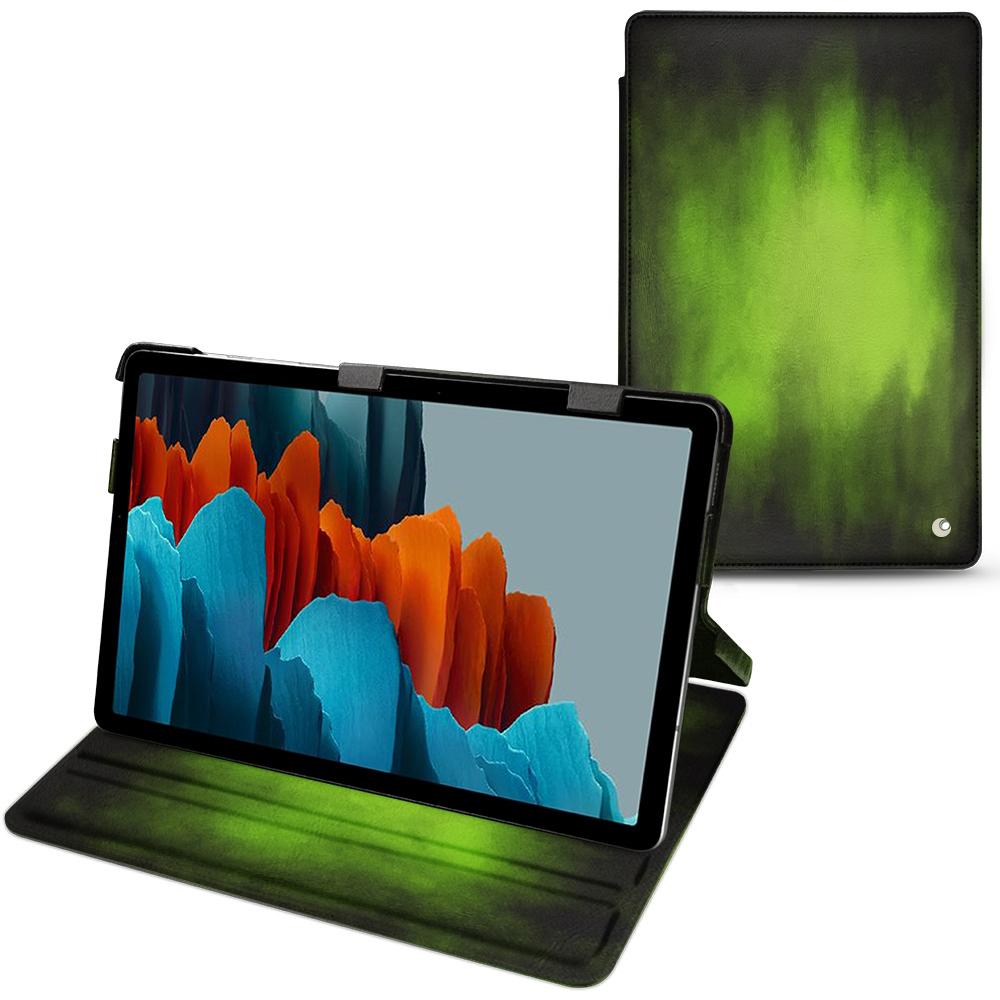 Noreve Lederschutzhülle horizontal (Galaxy Tab S7+), Tablet Hülle, Grün