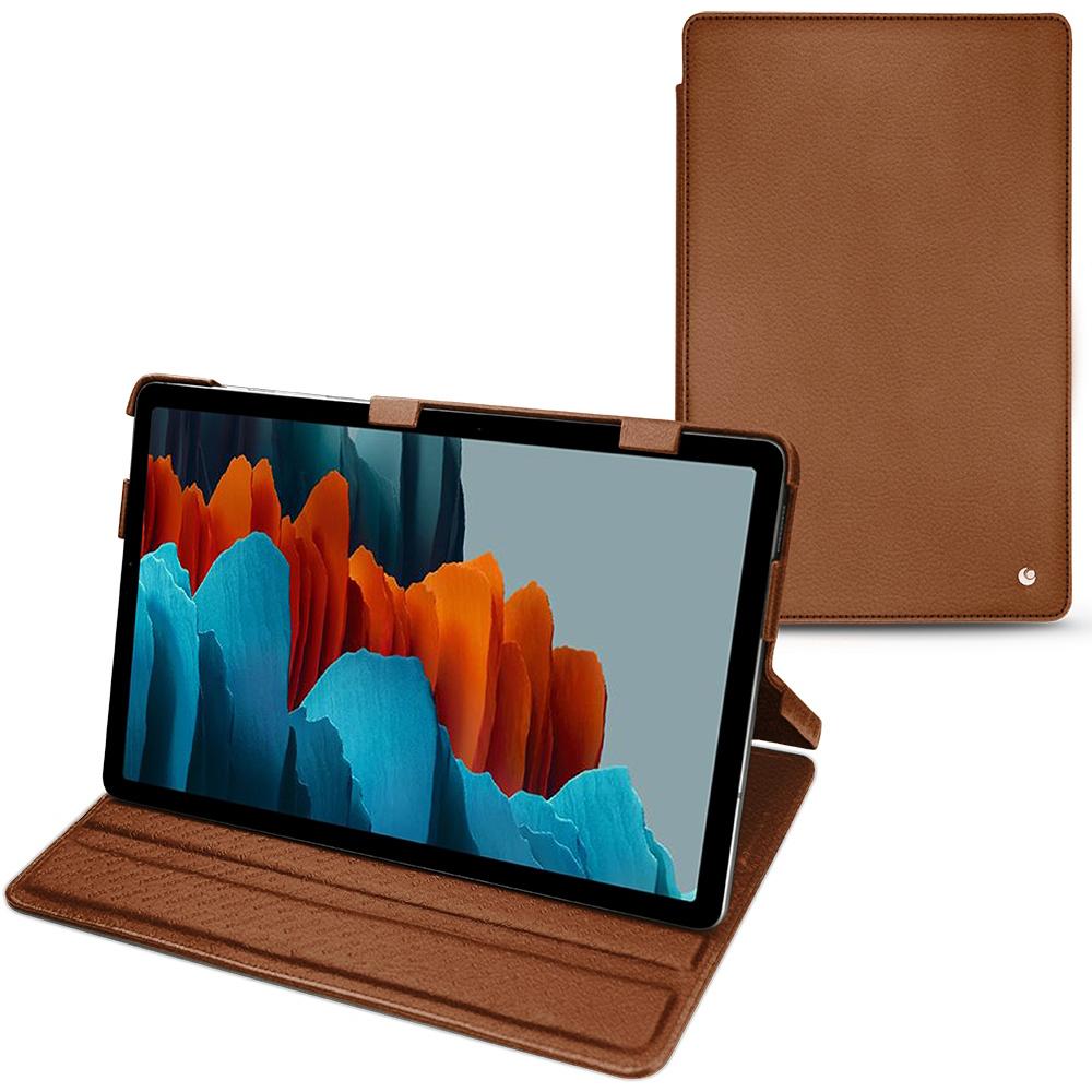 Noreve Lederschutzhülle horizontal (Galaxy Tab S7+), Tablet Hülle, Braun