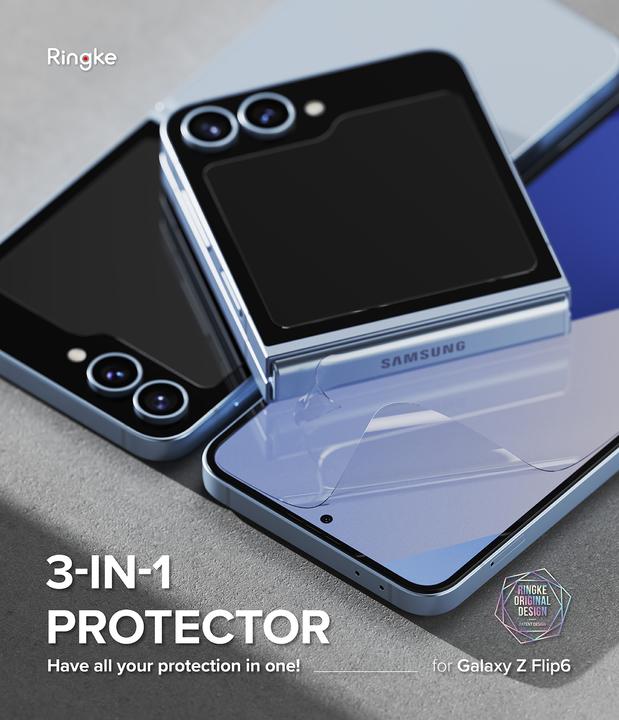 Actual product image Ringke Screen Protector for Galaxy Z Flip 6 3-in-1 PROTECTOR Dual Easy Film 2P + Cover Display 2P + Hinge D (1 Piece, Samsung Galaxy Z Flip6)