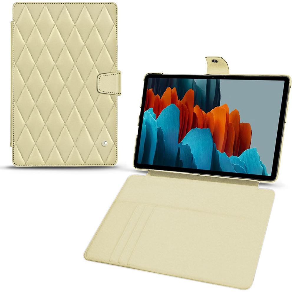 Noreve Lederschutzhülle Wallet (Galaxy Tab S7), Tablet Hülle, Beige