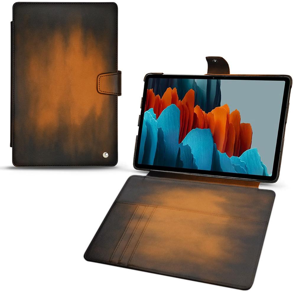 Noreve Lederschutzhülle Wallet (Galaxy Tab S7), Tablet Hülle, Braun