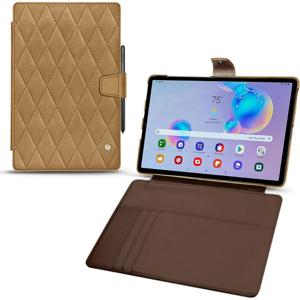 Thumbnail - Noreve Lederschutzhülle Wallet (Galaxy Tab S6 Lite), Tablet Hülle, Braun