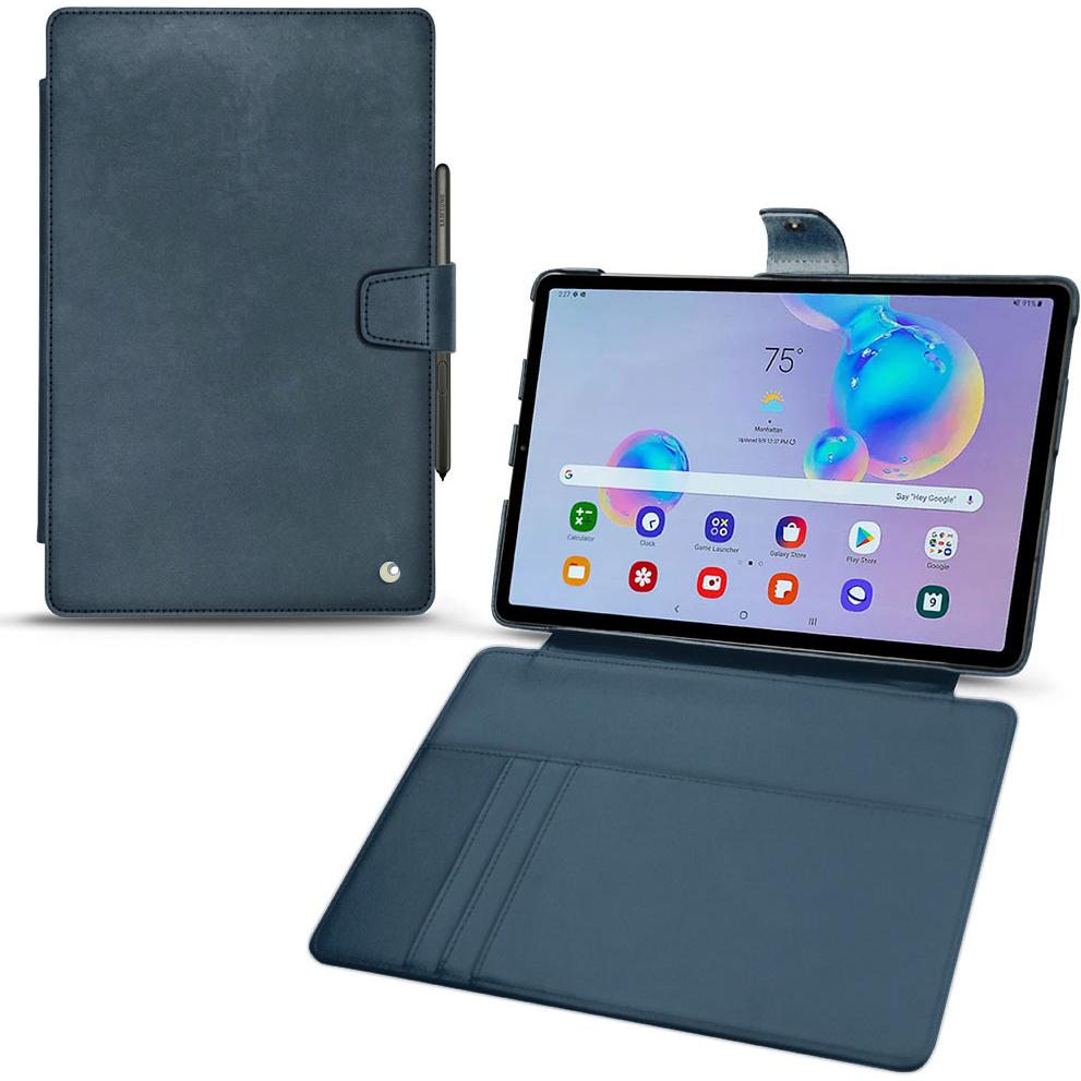 Noreve Lederschutzhülle Wallet (Galaxy Tab S6 Lite), Tablet Hülle, Blau