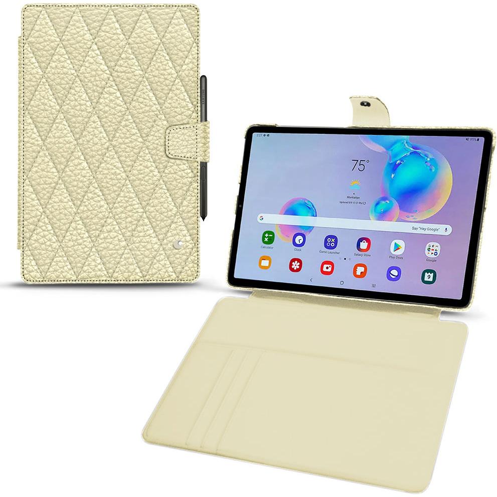 Noreve Lederschutzhülle Wallet (Galaxy Tab S6 Lite), Tablet Hülle, Weiss