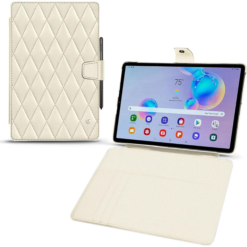 Noreve Lederschutzhülle Wallet (Galaxy Tab S6 Lite), Tablet Hülle, Weiss