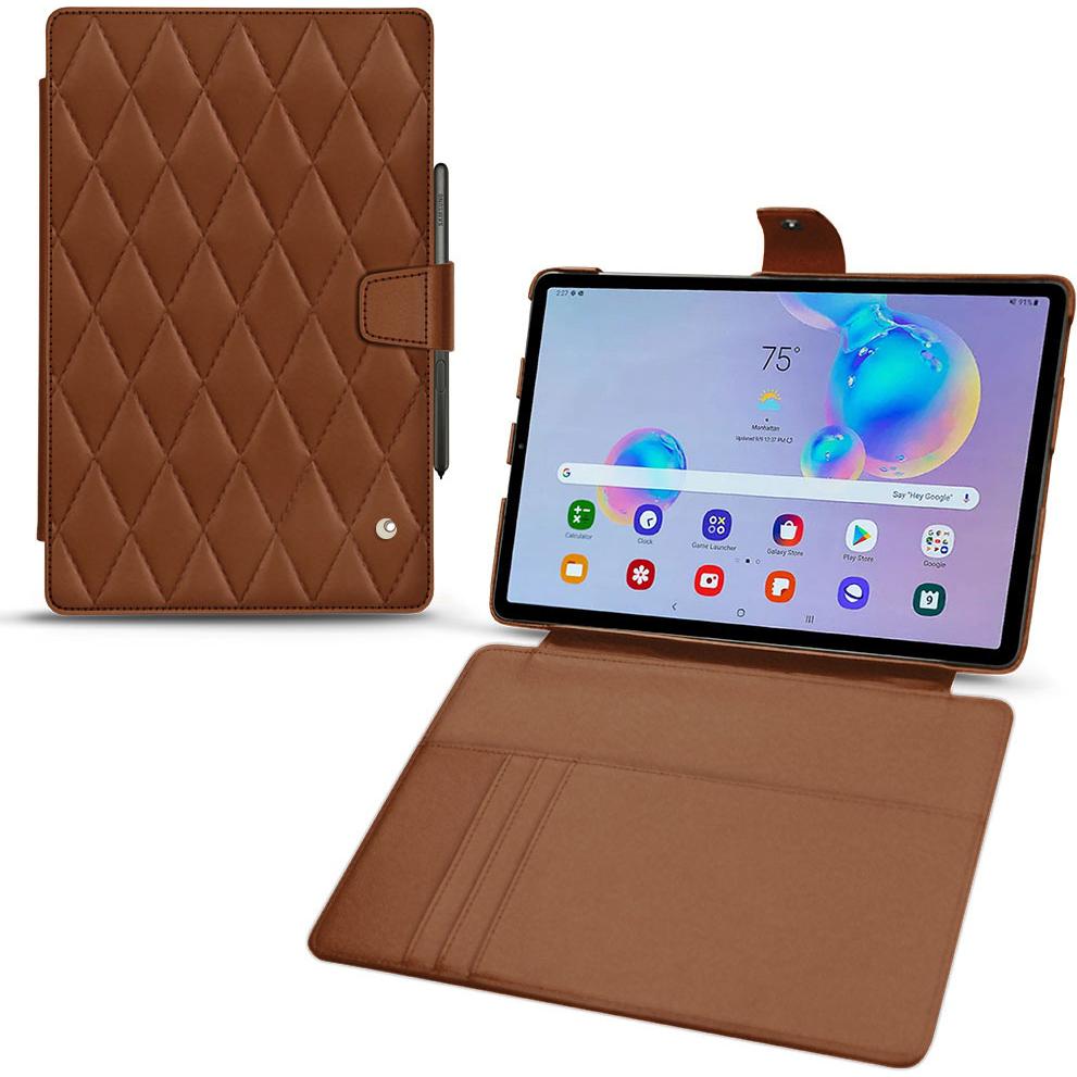 Noreve Lederschutzhülle Wallet (Galaxy Tab S6 Lite), Tablet Hülle, Braun