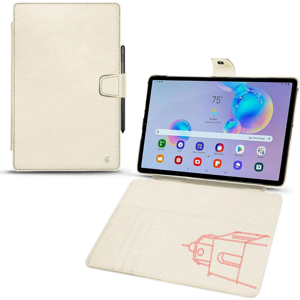 Noreve Lederschutzhülle Wallet (Galaxy Tab S6 Lite), Tablet Hülle, Weiss