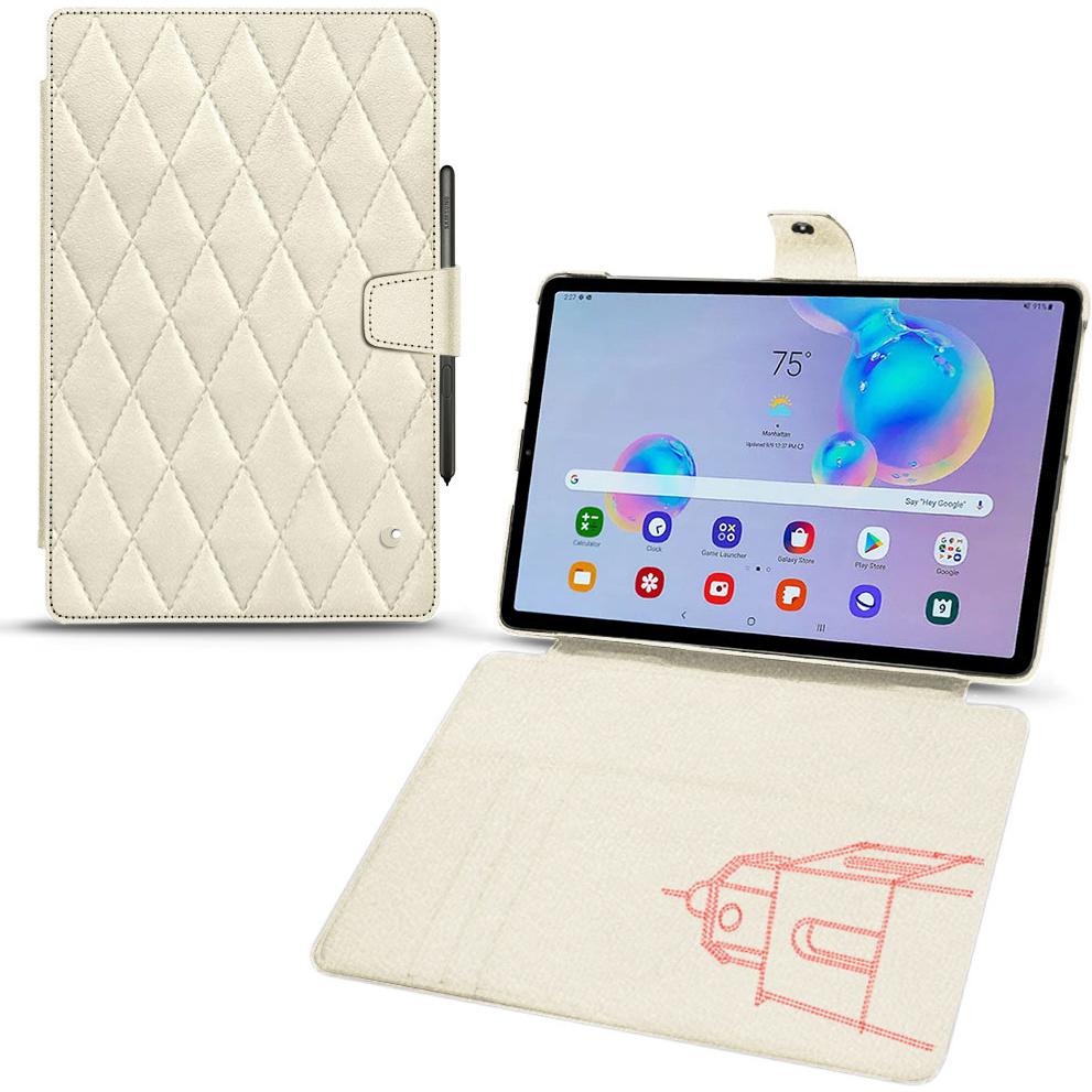 Noreve Lederschutzhülle Wallet (Galaxy Tab S6 Lite), Tablet Hülle, Weiss