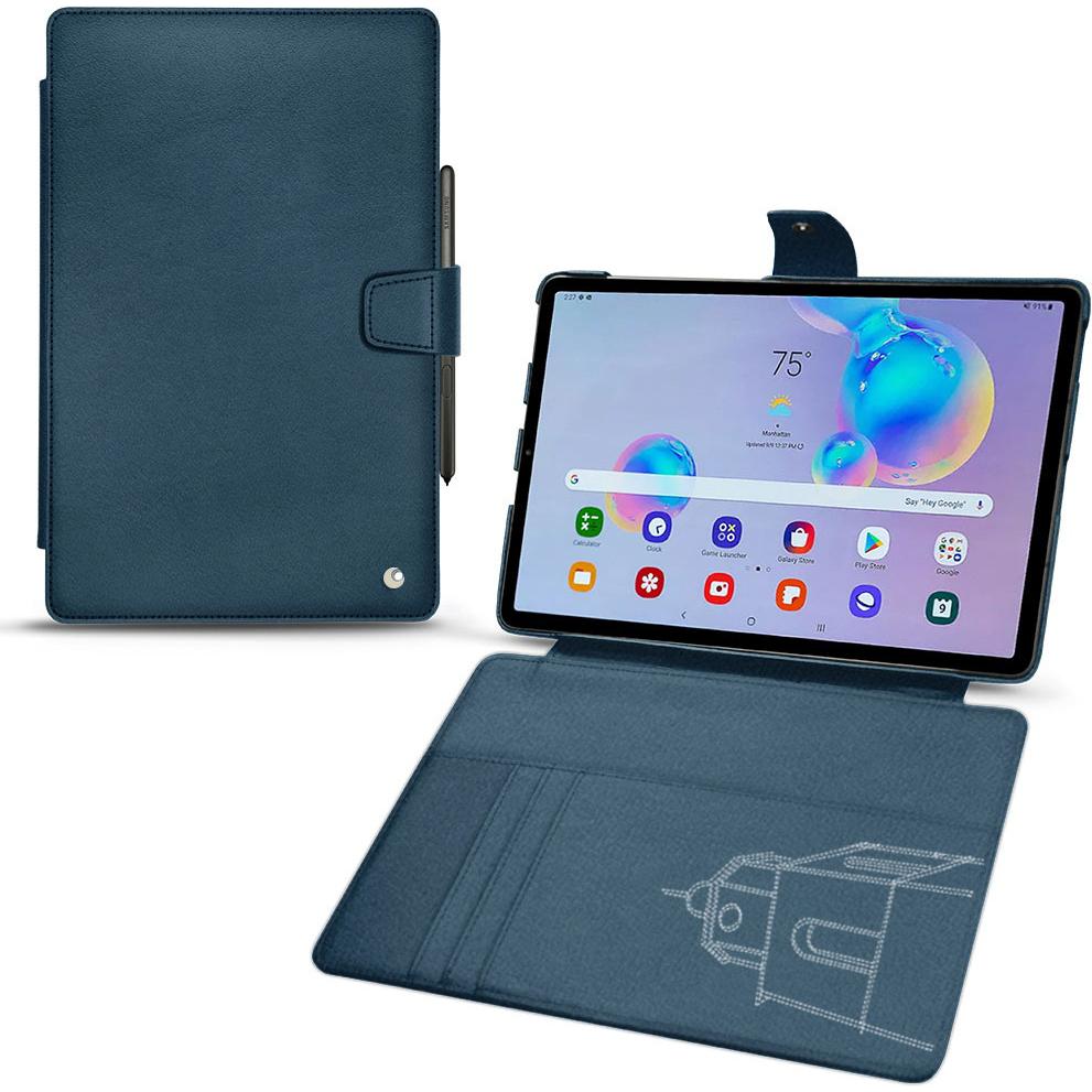 Noreve Lederschutzhülle Wallet (Galaxy Tab S6 Lite), Tablet Hülle, Blau