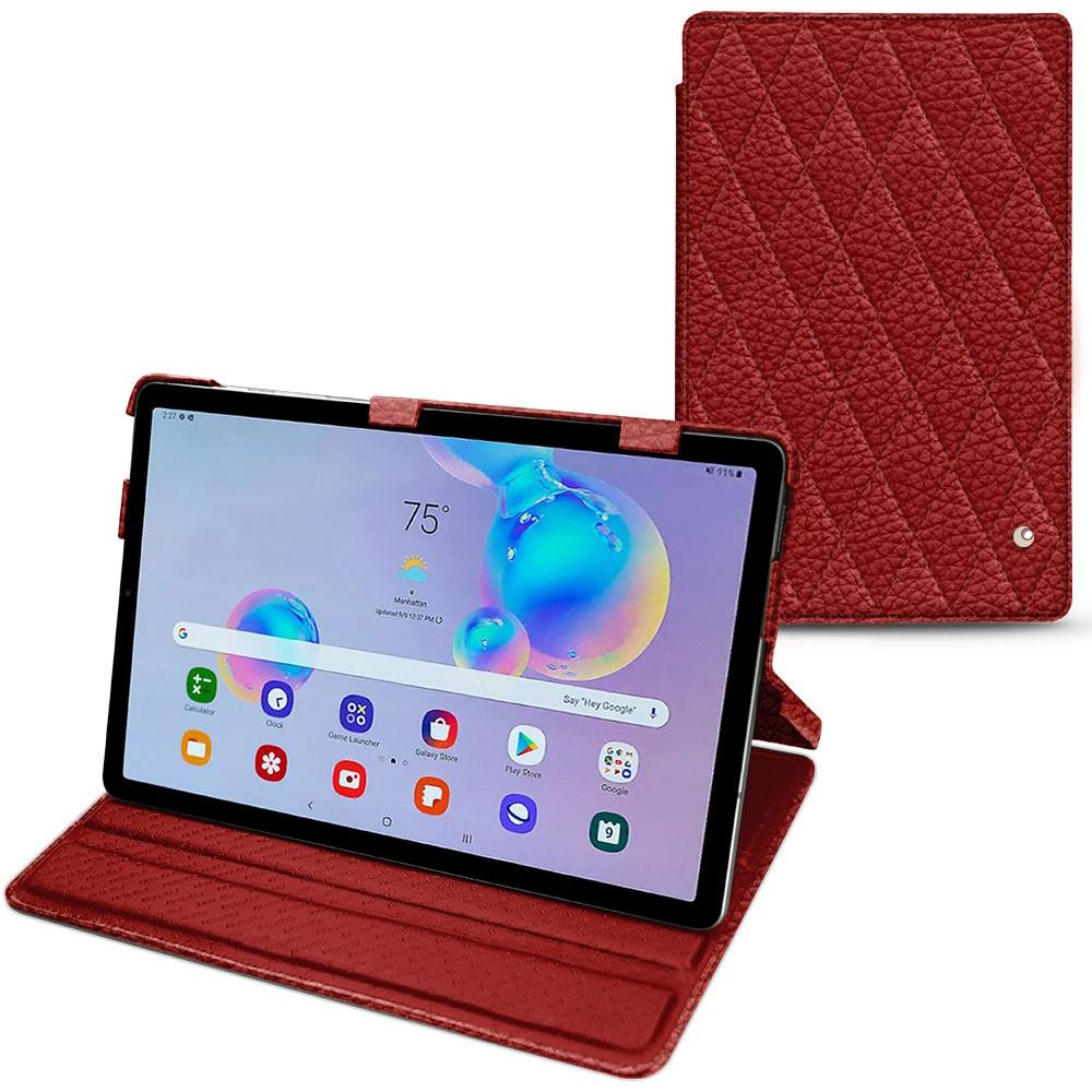 Noreve Lederschutzhülle horizontal (Galaxy Tab S6 Lite), Tablet Hülle, Rot