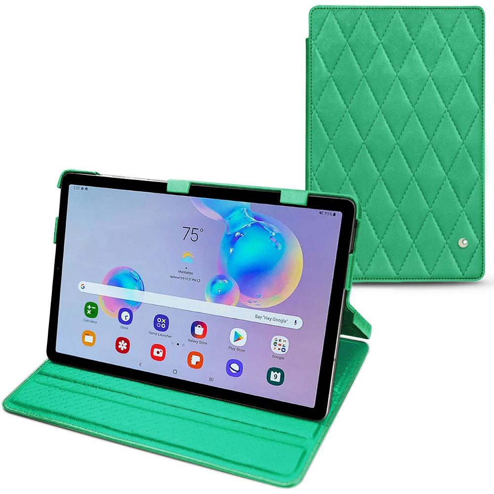 Noreve Lederschutzhülle horizontal (Galaxy Tab S6 Lite), Tablet Hülle, Grün