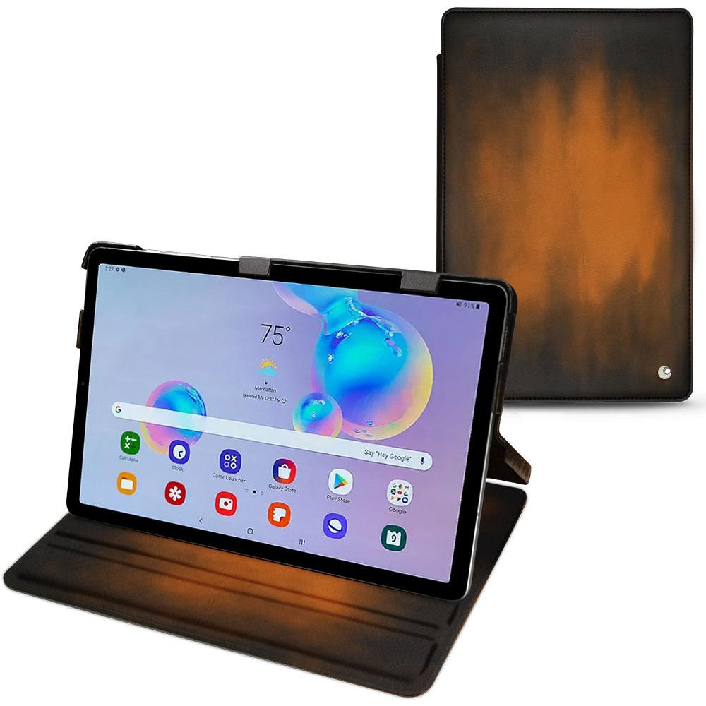 Thumbnail - Noreve Lederschutzhülle horizontal (Galaxy Tab S6 Lite), Tablet Hülle, Braun
