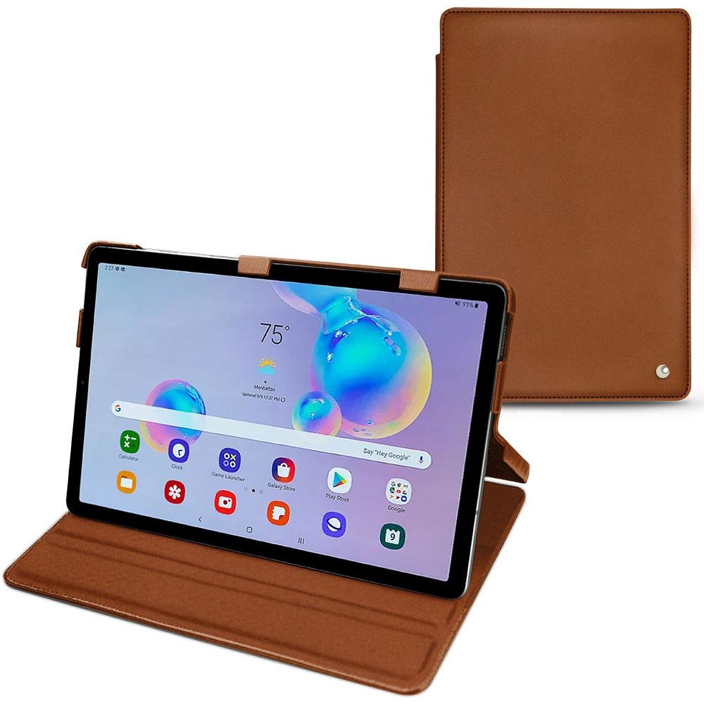 Noreve Lederschutzhülle horizontal (Galaxy Tab S6 Lite), Tablet Hülle, Braun