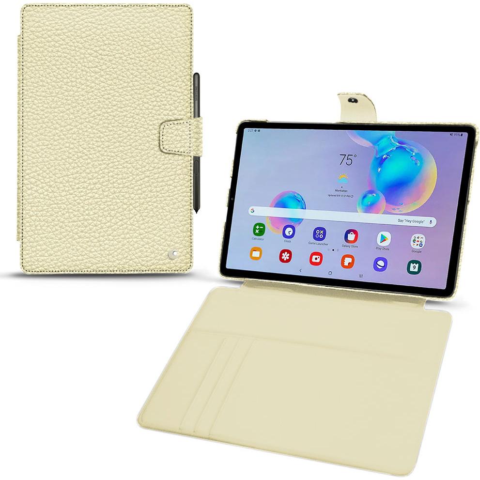 Noreve Lederschutzhülle Wallet (Galaxy Tab S6 Lite), Tablet Hülle, Weiss