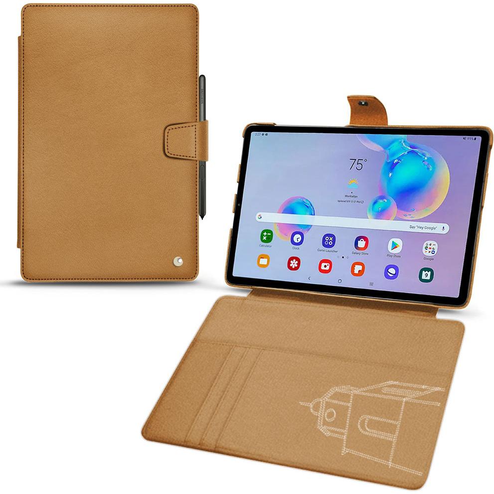 Noreve Lederschutzhülle Wallet (Galaxy Tab S6 Lite), Tablet Hülle, Braun