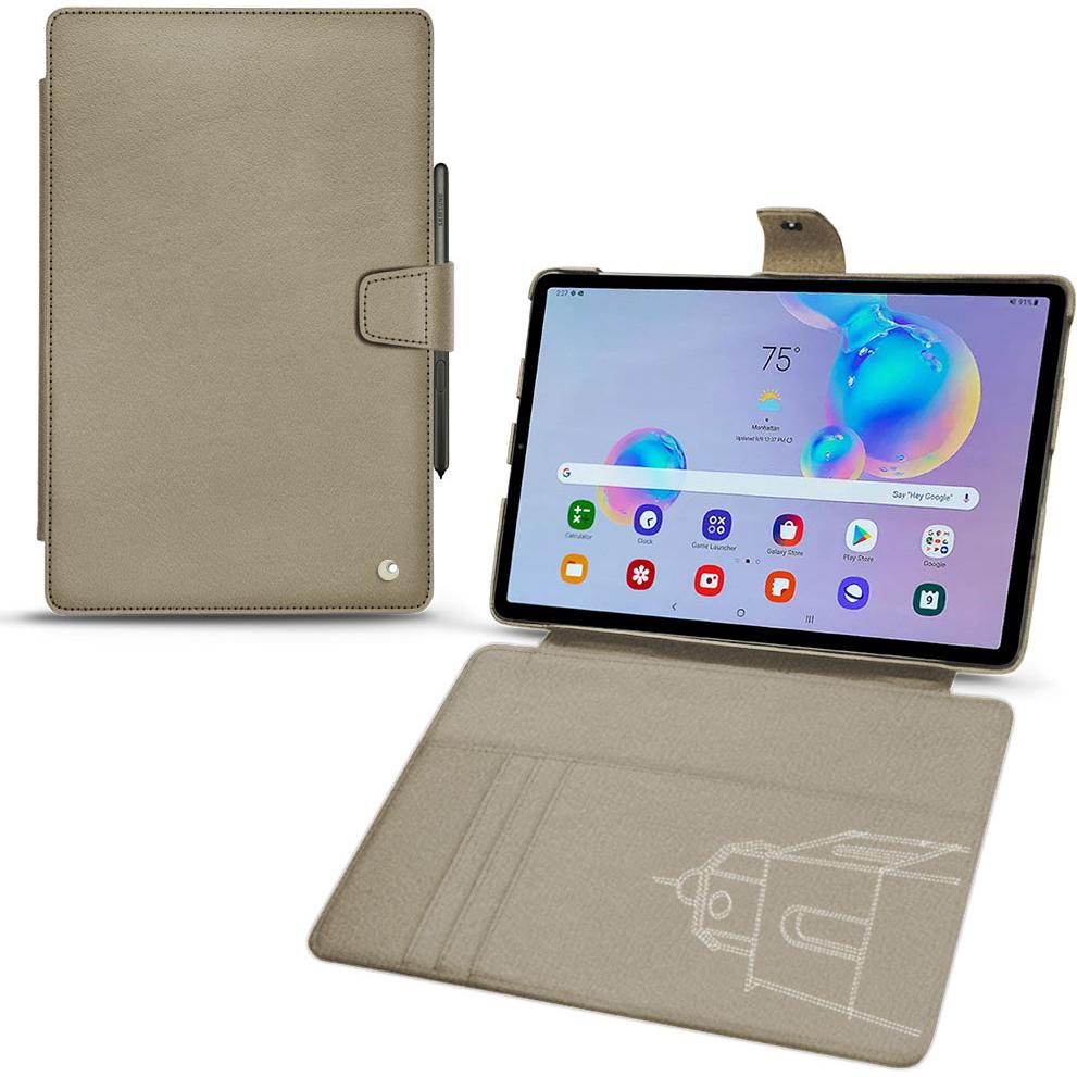 Noreve Lederschutzhülle Wallet (Galaxy Tab S6 Lite), Tablet Hülle, Beige