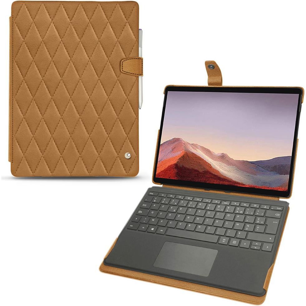 Noreve Lederschutzhülle (Microsoft Surface Pro X), Tablet Hülle, Braun