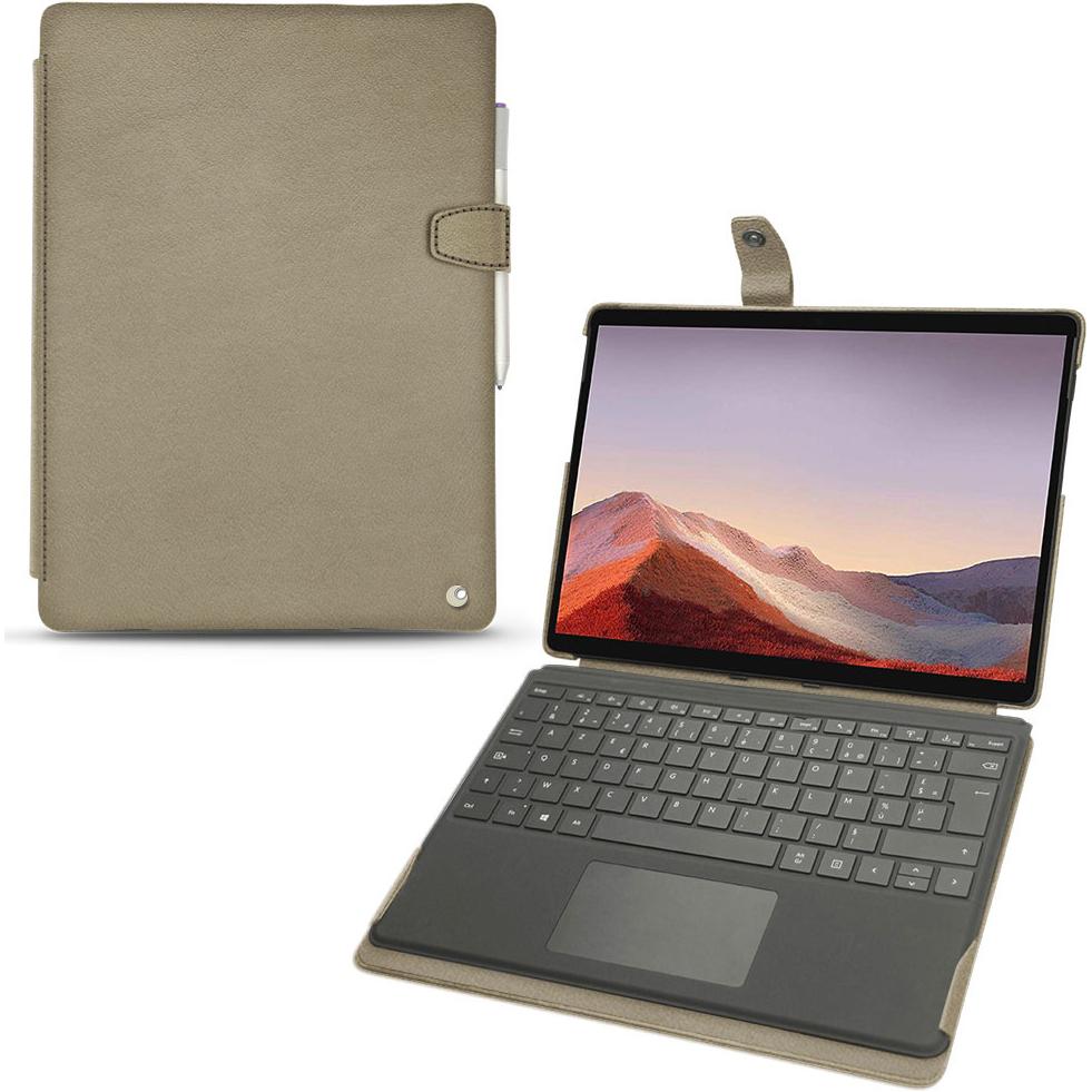 Noreve Lederschutzhülle (Microsoft Surface Pro X), Tablet Hülle, Beige