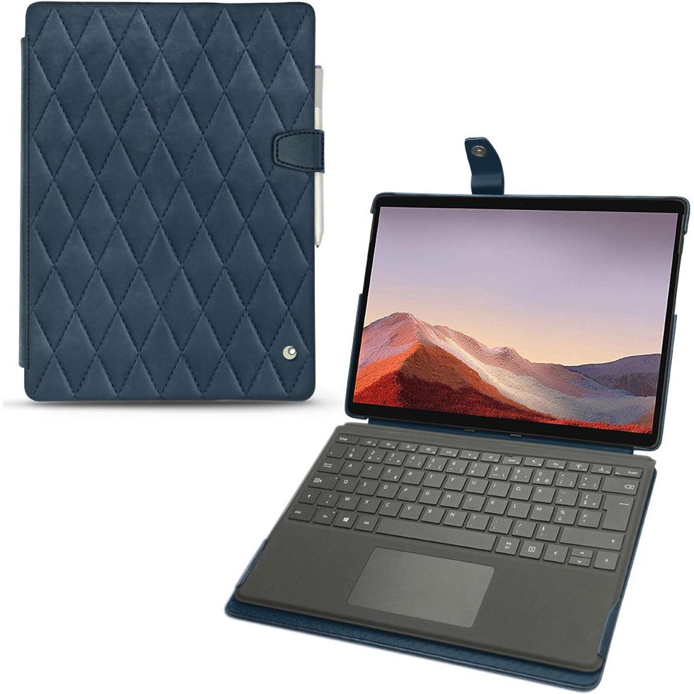 Noreve Lederschutzhülle (Microsoft Surface Pro X), Tablet Hülle, Blau