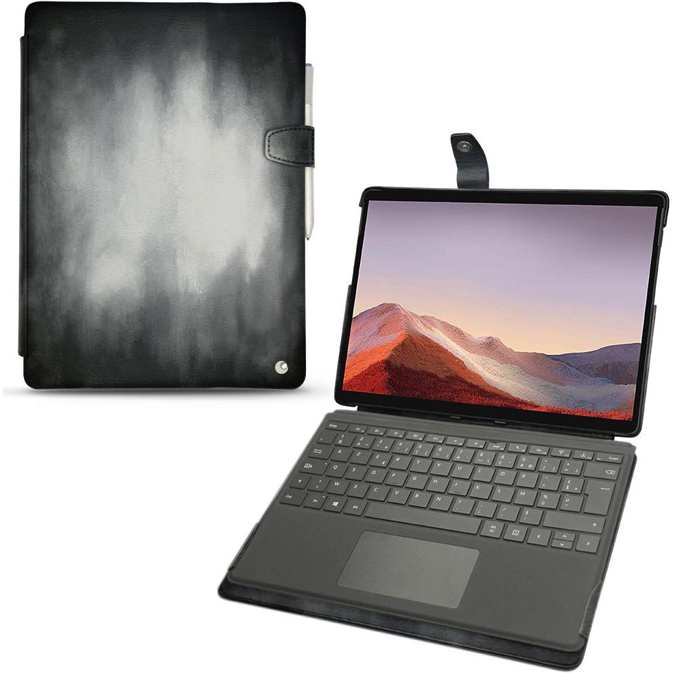 Noreve Lederschutzhülle (Microsoft Surface Pro X), Tablet Hülle, Grau