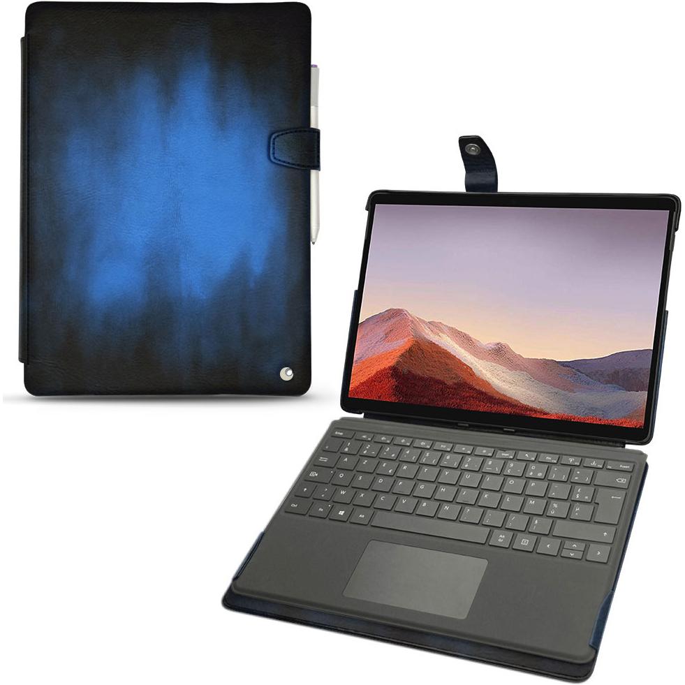 Noreve Lederschutzhülle (Microsoft Surface Pro X), Tablet Hülle, Blau