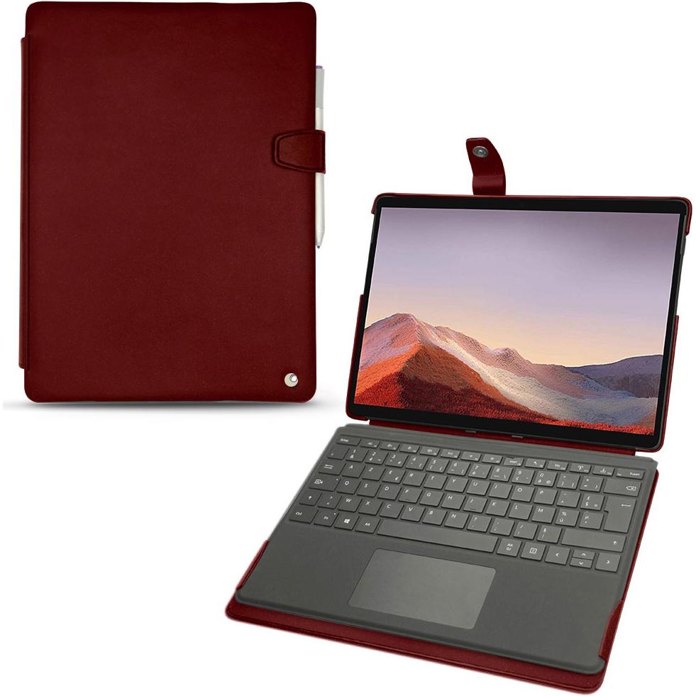Noreve Lederschutzhülle (Microsoft Surface Pro X), Tablet Hülle, Rot