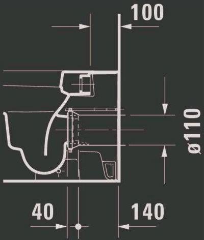 Produktbild Duravit Stand-WC HAPPY D.2 BACK-TO-WALL tief 365x570mm Abgang waagerecht weiss WG