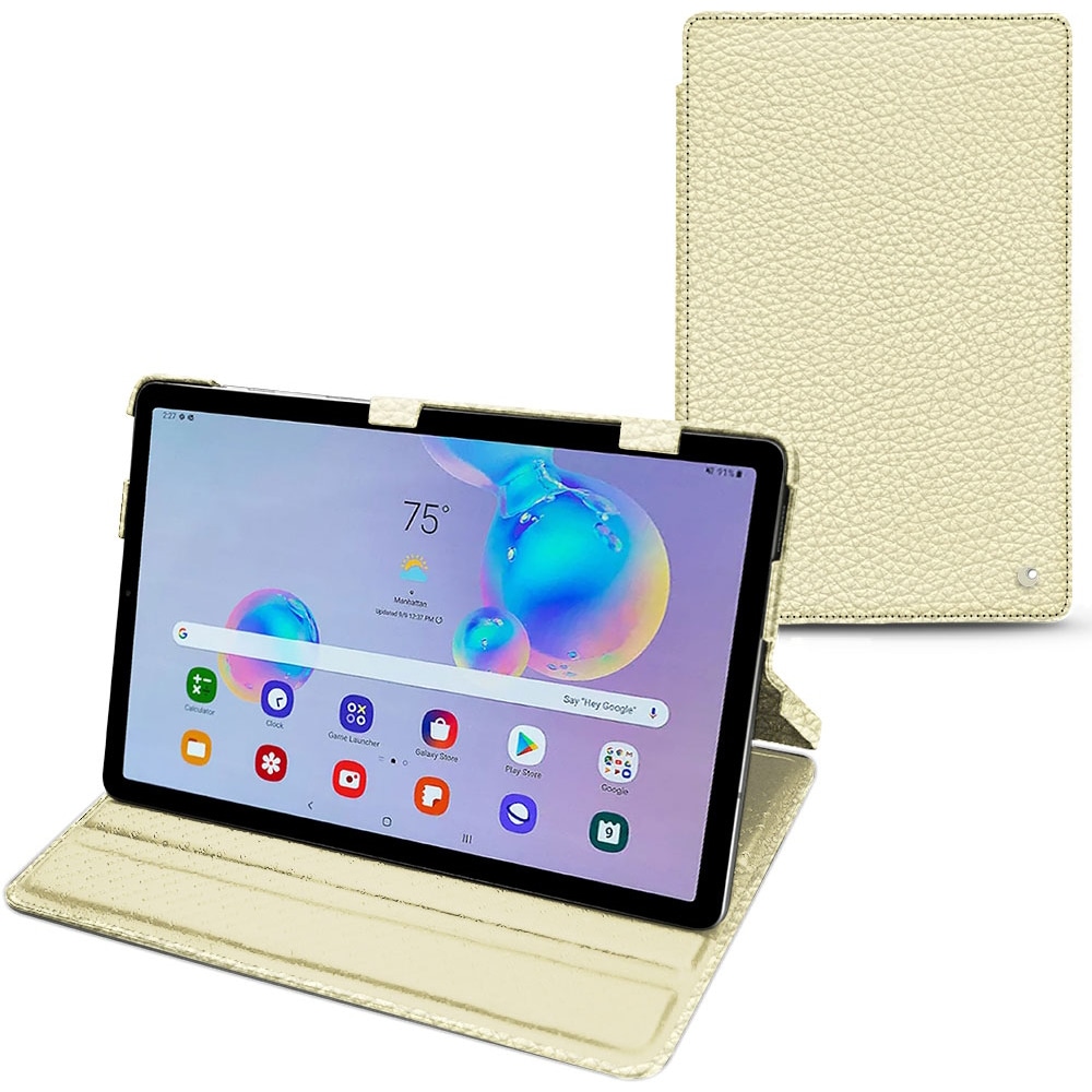 Noreve Lederschutzhülle horizontal (Galaxy Tab S6 Lite), Tablet Hülle, Beige