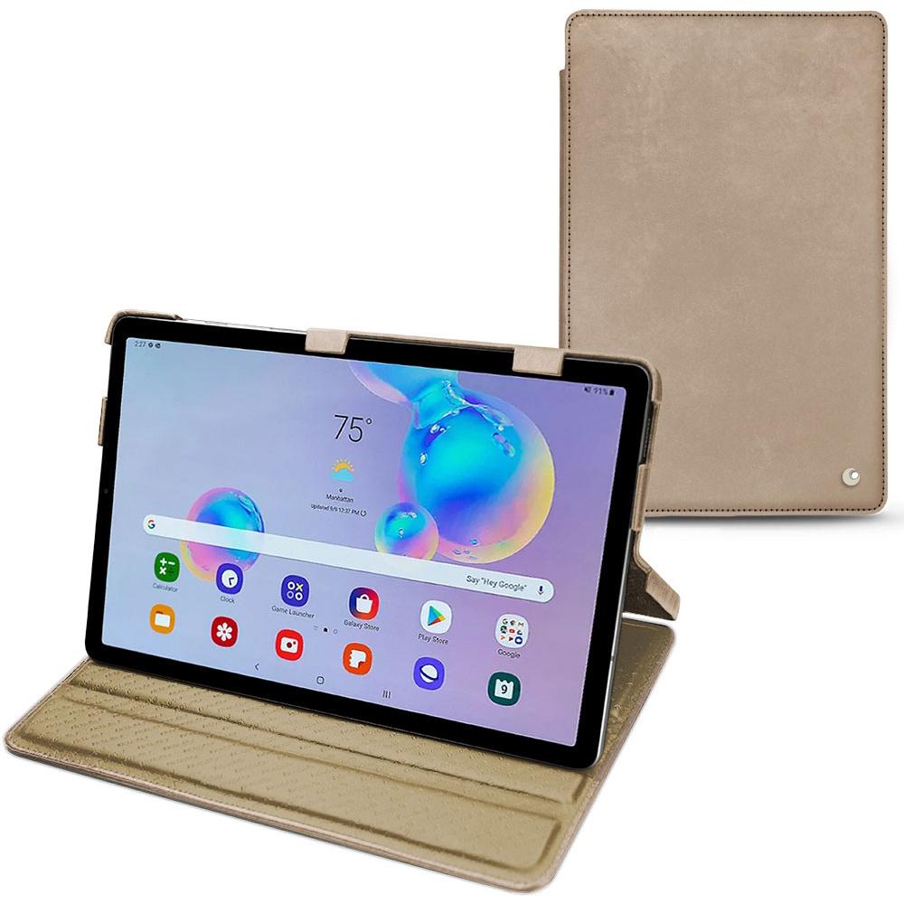 Noreve Lederschutzhülle horizontal (Galaxy Tab S6 Lite), Tablet Hülle, Beige