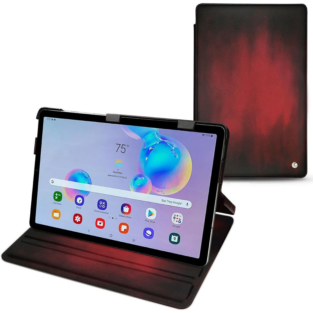Noreve Lederschutzhülle horizontal (Galaxy Tab S6 Lite), Tablet Hülle, Rot