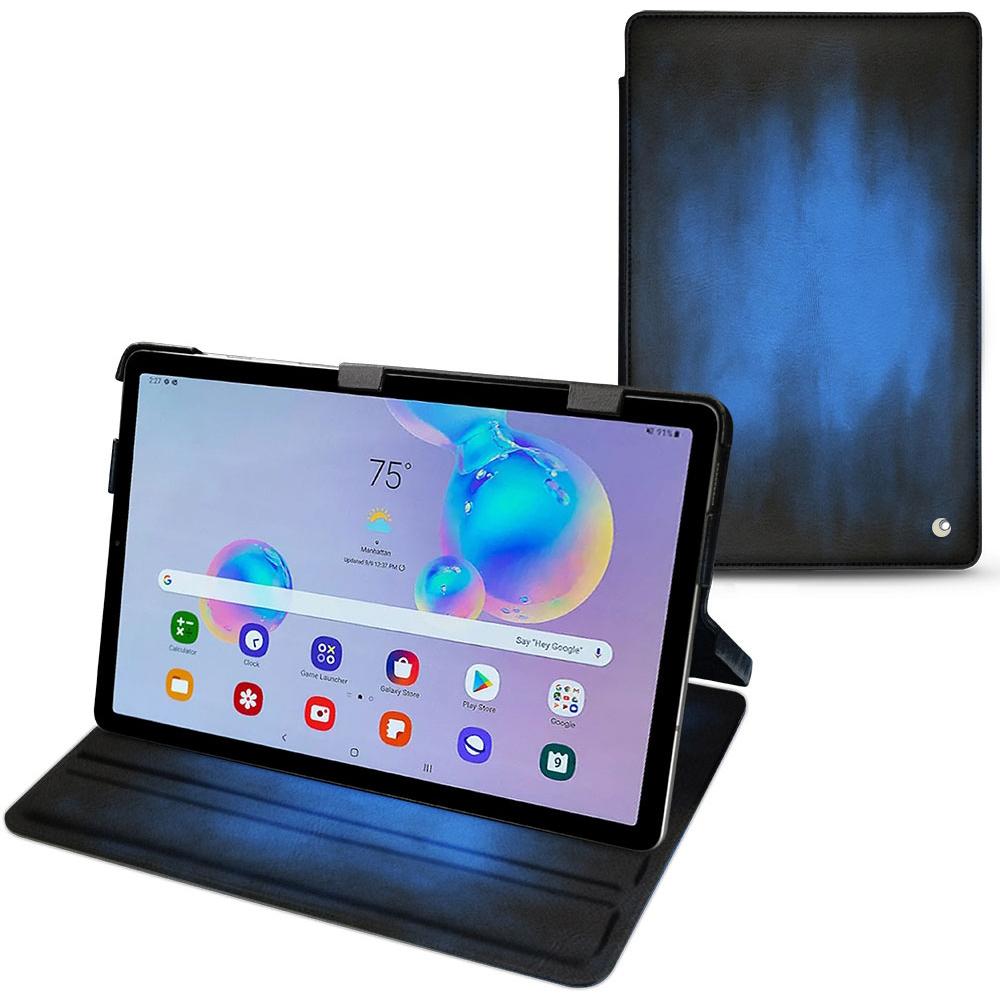 Noreve Lederschutzhülle horizontal (Galaxy Tab S6 Lite), Tablet Hülle, Blau