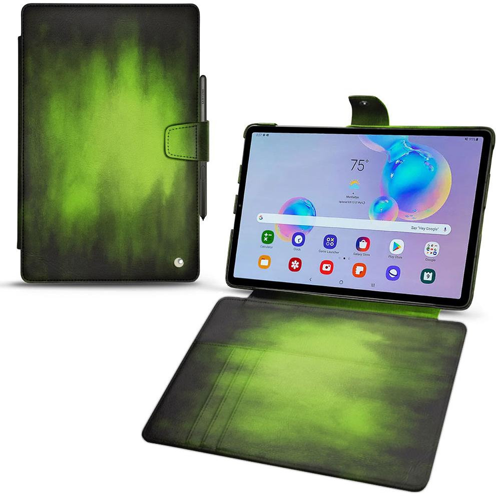 Thumbnail - Noreve Lederschutzhülle Wallet (Galaxy Tab S6 Lite), Tablet Hülle, Grün