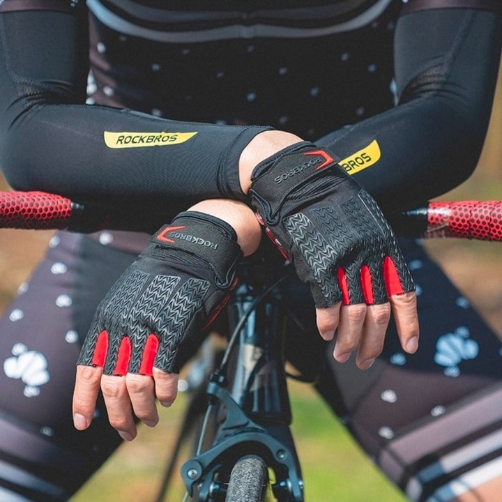 Produktbild Rockbros S169BR L cycling gloves with gel inserts - black and red (L)