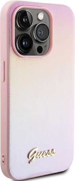 Image du produit Guess GUHCP15XPSAIRSP iPhone 15 Pro Max 6.7" różowy/pink hardcase Saffiano Iridescent Script (Apple iPhone 15 Pro Max)