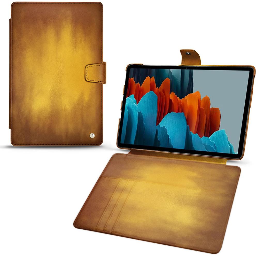Noreve Lederschutzhülle Wallet (Galaxy Tab S7+), Tablet Hülle, Gold
