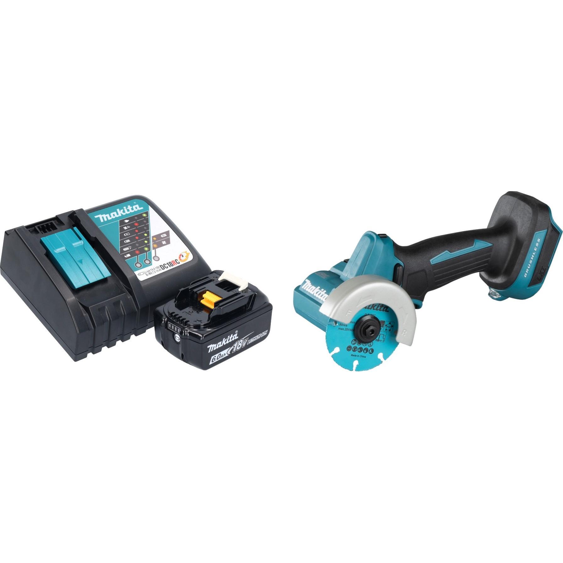 Makita, Winkelschleifer, DMC 300 RG1 Akku Winkelschleifer 18 V 76 mm Brushless + 1x Akku 6,0 Ah + Ladegerät (76 mm)