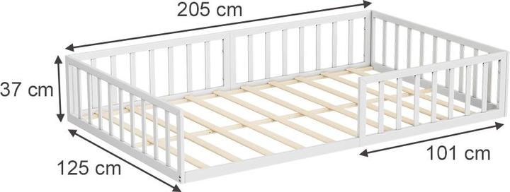 Immagine prodotto VitaliSpa Bodenbett aus Metall Minno, Weiss, 205 x 125 cm ohne Matratze (120 x 200 cm)