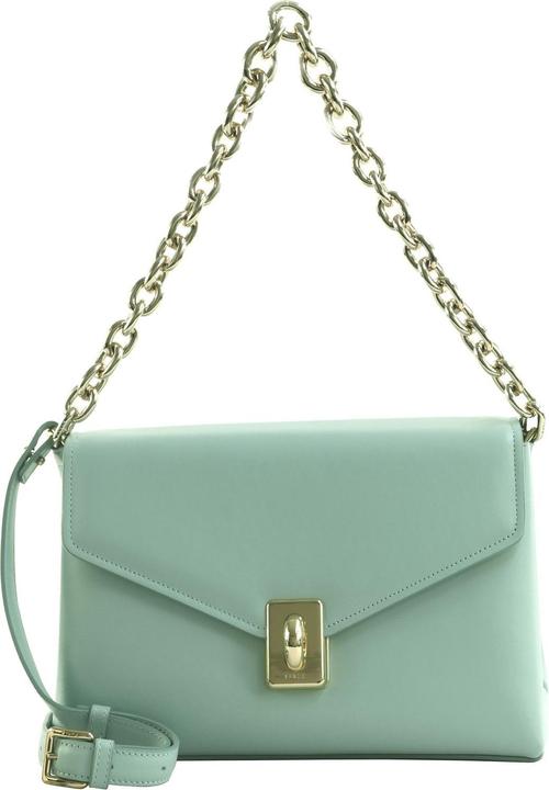 Actual product image Furla meridiana shoulder bag in aquamarine leather