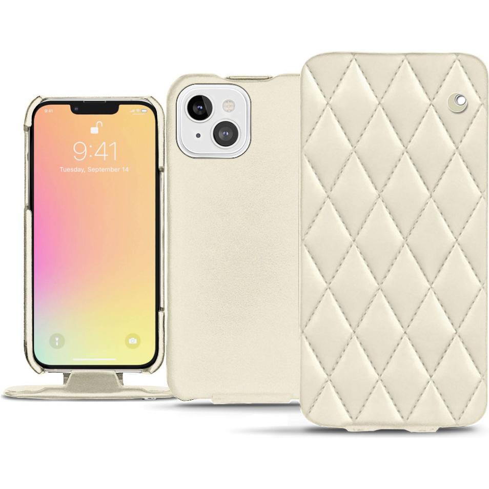 Noreve Lederschutzhülle vertikal (Apple iPhone 13), Smartphone Hülle, Weiss