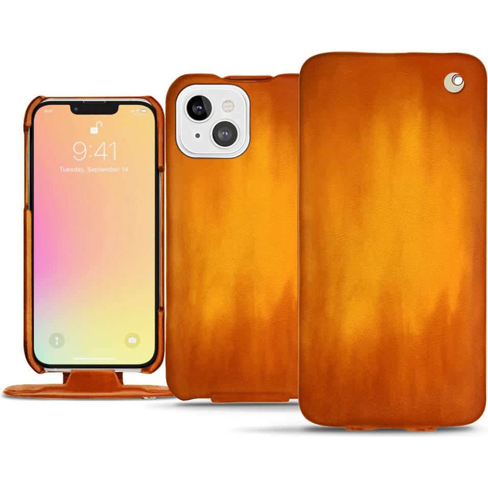 Noreve Lederschutzhülle vertikal (Apple iPhone 13), Smartphone Hülle, Orange