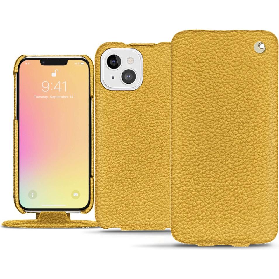 Noreve Lederschutzhülle vertikal (Apple iPhone 13 mini), Smartphone Hülle, Orange