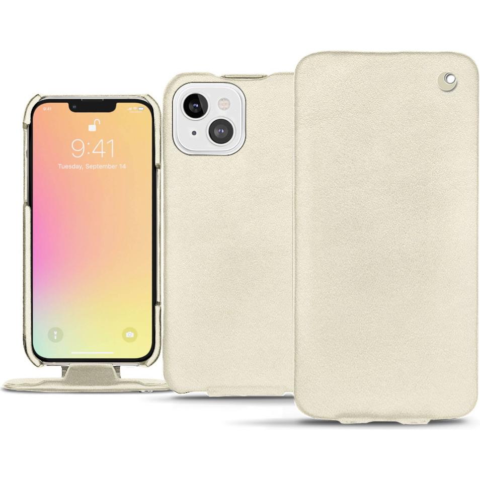 Noreve Lederschutzhülle vertikal (Apple iPhone 13 mini), Smartphone Hülle, Weiss