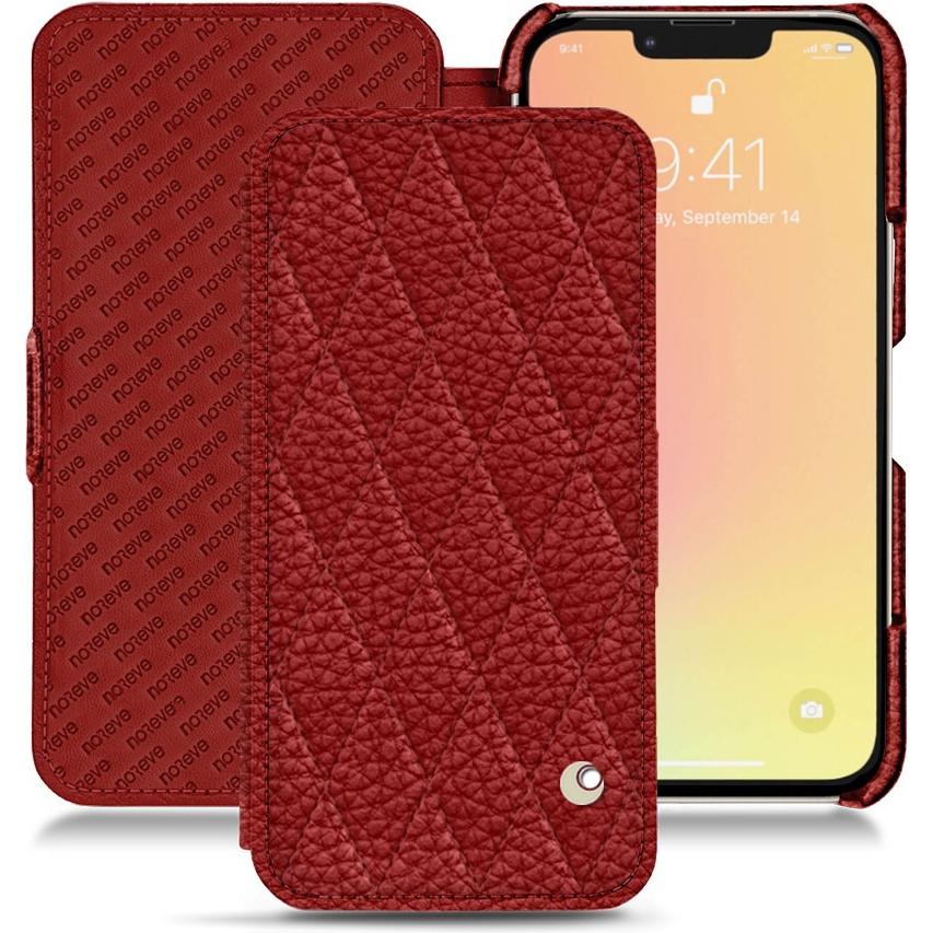 Noreve Lederschutzhülle horizontal (Apple iPhone 13), Smartphone Hülle, Rot