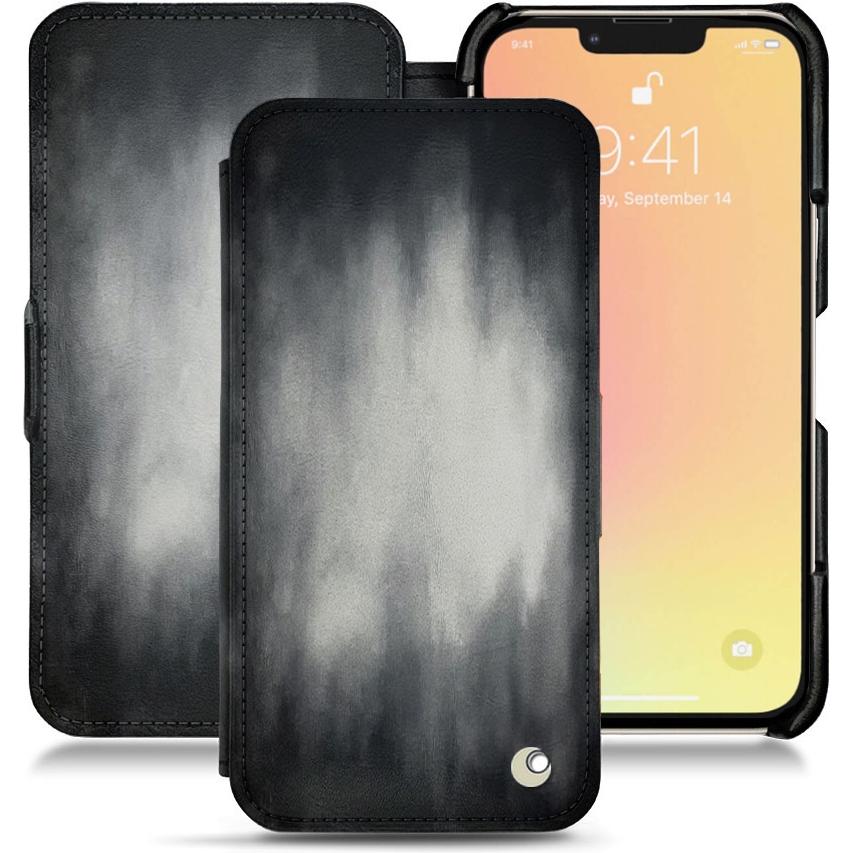 Thumbnail - Noreve Lederschutzhülle horizontal (Apple iPhone 13), Smartphone Hülle, Grau