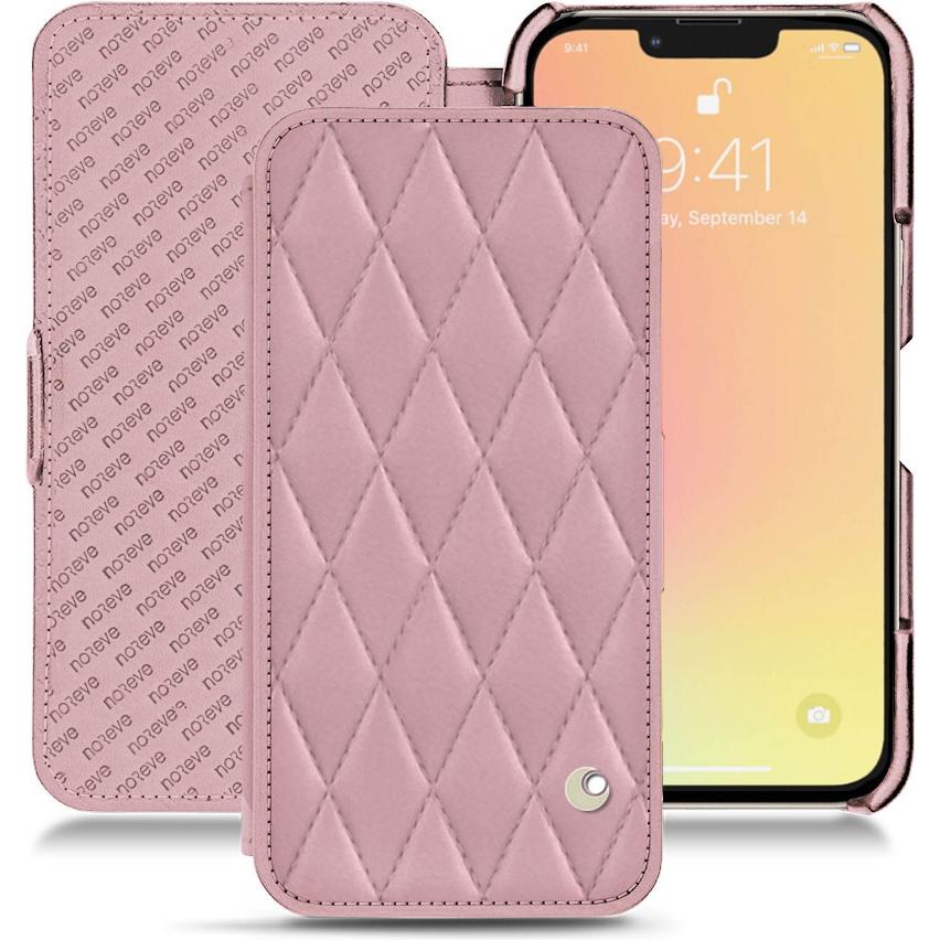 Noreve Lederschutzhülle horizontal (Apple iPhone 13), Smartphone Hülle, Rosa