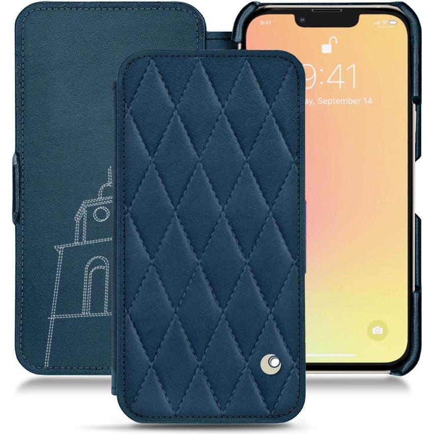 Noreve Lederschutzhülle horizontal (Apple iPhone 13), Smartphone Hülle, Blau