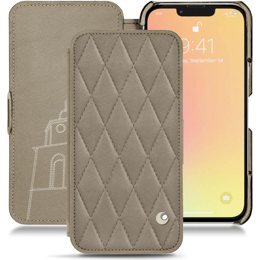 Noreve Lederschutzhülle horizontal (Apple iPhone 13), Smartphone Hülle, Beige
