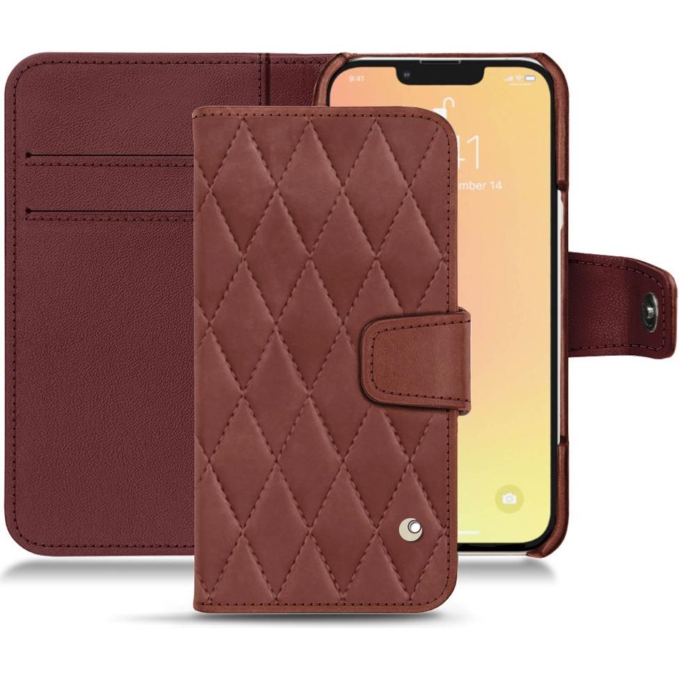 Noreve Lederschutzhülle Wallet (Apple iPhone 13 mini), Smartphone Hülle, Rot