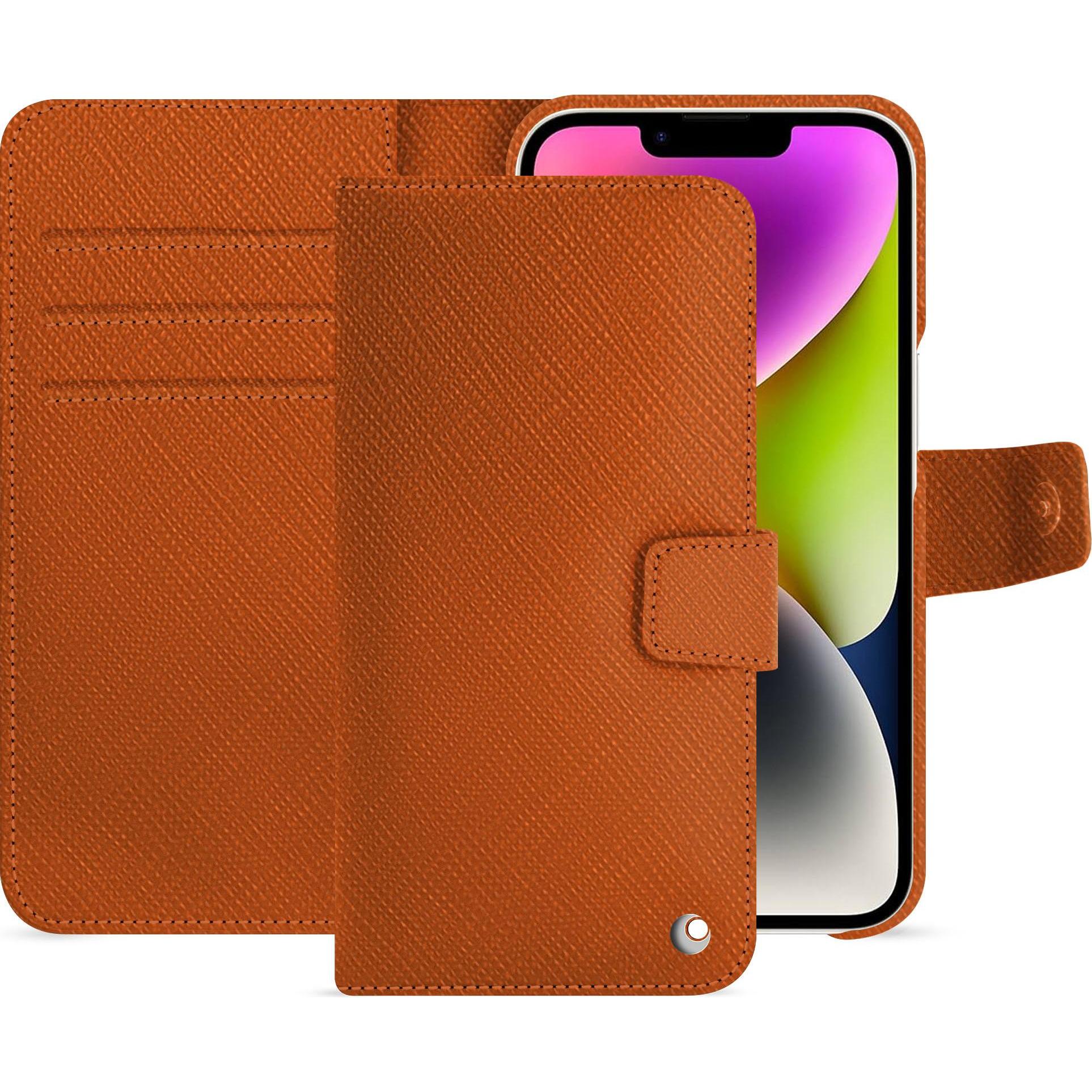 Noreve Lederschutzhülle Apple iPhone 15 Plus (Apple iPhone 15 Plus), Smartphone Hülle, Orange